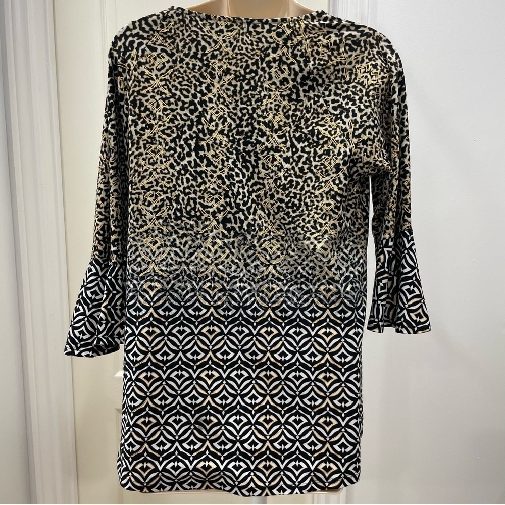 Investments Mixed Print Top Leopard & Geometric Pattern Sz M - Picture 6 of 13